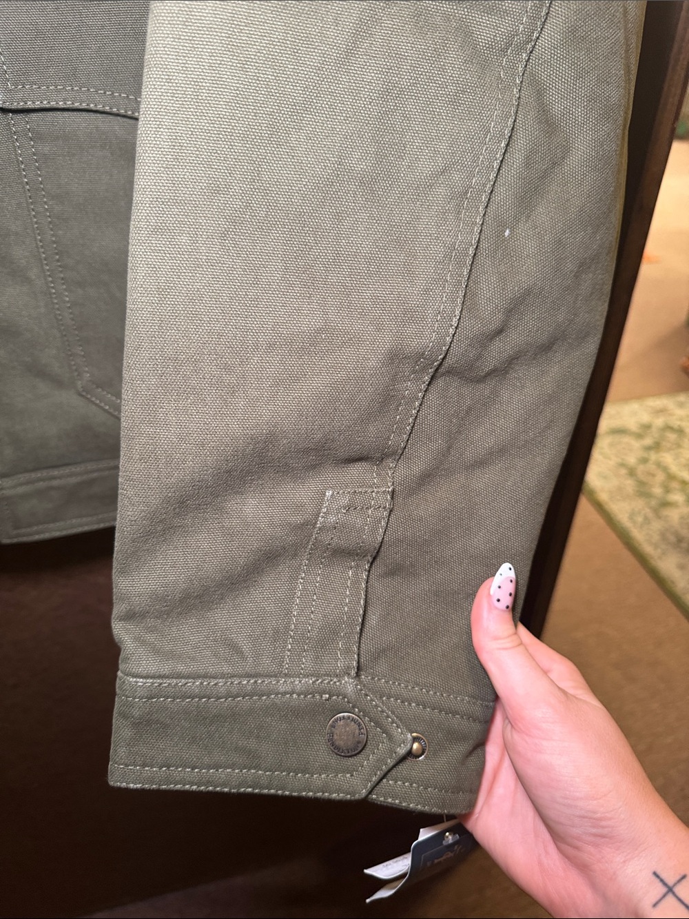 Pendleton Olive Canvas Field Jacket with Tan Corduroy Collar - Picture 4 of 7